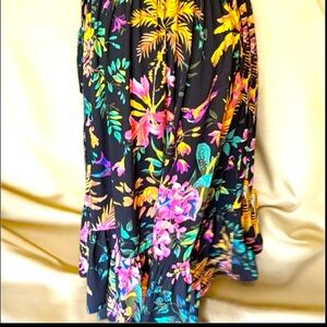 Rachel Roy elastic waist tropical wrap skirt size M